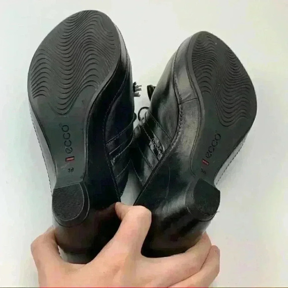 Ecco mules size 38 7-7.5 black leather bow - Picture 6 of 13